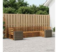 vidaXL Set divano sezionale 7 pcs Naturale Legno di Acacia Massello, Divano moderno in legno di acacia, resistente set lounge da giardino, arredo modulare per patio e bordo piscina