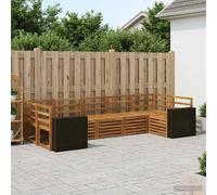 vidaXL Set divano sezionale 7 pcs Naturale Legno di Acacia Massello, Divano moderno in legno di acacia, resistente set lounge da giardino, arredo modulare per patio e bordo piscina