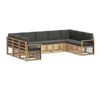 vidaXL Set divano sezionale 9 pcs Bianco e Antracite, Arredamento da Giardino, Set Lounge Moderno, Divano Durevole, Posti Sezionali per Terrazzo e Soggiorno