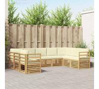 vidaXL Set divano sezionale 9 pcs Bianco e Crema Poliestere, Arredamento da Giardino, Set Lounge Moderno, Divano Durevole, Posti Sezionali per Terrazzo e Soggiorno