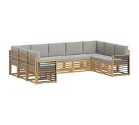 vidaXL Set divano sezionale 9 pcs Bianco e Grigio Chiaro, Arredamento da Giardino, Set Lounge Moderno, Divano Durevole, Posti Sezionali per Terrazzo e Soggiorno
