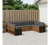 vidaXL Set divano sezionale 9 pcs Naturale e Antracite Poliestere, Arredamento da Giardino, Set Lounge Moderno, Divano Durevole, Posti Sezionali per Terrazzo e Soggiorno
