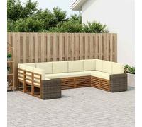 vidaXL Set divano sezionale 9 pcs Naturale e Crema Poliestere, Arredamento da Giardino, Set Lounge Moderno, Divano Durevole, Posti Sezionali per Terrazzo e Soggiorno
