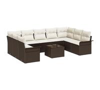vidaXL Set Divano Sezionale 9 Pezzi per Esterni con Cuscini, Design Modulare, Marrone, Rattan Sintetico, Resistente alle Intemperie, Struttura Durevole, Mobili per Patio, Giardino e Balcone, Posto a
