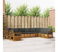 vidaXL Set divano sezionale con cuscino 10 pcs Naturale e Antracite, Divano Sezionale per Giardino, Lounge Resistente, Set da Patio per Relax all'Aperto