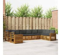 vidaXL Set divano sezionale con cuscino 10 pcs Naturale e Antracite, Divano Sezionale per Giardino, Lounge Resistente, Set da Patio per Relax all'Aperto
