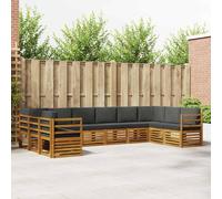 vidaXL Set divano sezionale con cuscino 10 pcs Naturale e Antracite