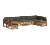 vidaXL Set divano sezionale con cuscino 10 pcs Naturale e Antracite, Divano Sezionale per Giardino, Lounge Resistente, Set da Patio per Relax all'Aperto