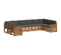 vidaXL Set divano sezionale con cuscino 10 pcs Naturale e Antracite, Divano Sezionale per Giardino, Lounge Resistente, Set da Patio per Relax all'Aperto