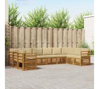 vidaXL Set divano sezionale con cuscino 10 pcs Naturale e Beige