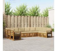 vidaXL Set divano sezionale con cuscino 10 pcs Naturale e Beige, Divano Sezionale per Giardino, Lounge Resistente, Set da Patio per Relax all'Aperto