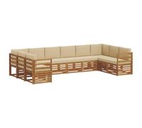 vidaXL Set divano sezionale con cuscino 10 pcs Naturale e Beige, Divano Sezionale per Giardino, Lounge Resistente, Set da Patio per Relax all'Aperto
