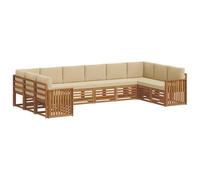 vidaXL Set divano sezionale con cuscino 10 pcs Naturale e Beige, Divano Sezionale per Giardino, Lounge Resistente, Set da Patio per Relax all'Aperto