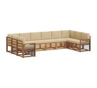 vidaXL Set divano sezionale con cuscino 10 pcs Naturale e Beige, Divano Sezionale per Giardino, Lounge Resistente, Set da Patio per Relax all'Aperto