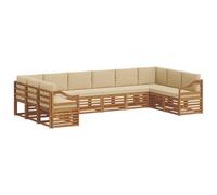 vidaXL Set divano sezionale con cuscino 10 pcs Naturale e Beige, Divano Sezionale per Giardino, Lounge Resistente, Set da Patio per Relax all'Aperto