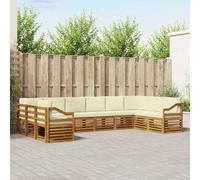 vidaXL Set divano sezionale con cuscino 10 pcs Naturale e Crema, Divano Sezionale per Giardino, Lounge Resistente, Set da Patio per Relax all'Aperto