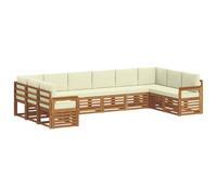 vidaXL Set divano sezionale con cuscino 10 pcs Naturale e Crema, Divano Sezionale per Giardino, Lounge Resistente, Set da Patio per Relax all'Aperto