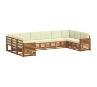 vidaXL Set divano sezionale con cuscino 10 pcs Naturale e Crema, Divano Sezionale per Giardino, Lounge Resistente, Set da Patio per Relax all'Aperto