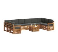 vidaXL Set divano sezionale con cuscino 11 pcs Naturale e Antracite, Divano da giardino, set sezionale moderno, comodo per esterni, arredo patio resistente, relax in terrazza