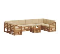 vidaXL Set divano sezionale con cuscino 11 pcs Naturale e Beige, Divano da giardino, set sezionale moderno, comodo per esterni, arredo patio resistente, relax in terrazza