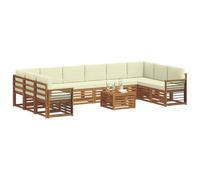 vidaXL Set divano sezionale con cuscino 11 pcs Naturale e Crema, Divano da giardino, set sezionale moderno, comodo per esterni, arredo patio resistente, relax in terrazza