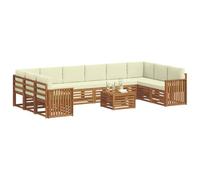 vidaXL Set divano sezionale con cuscino 11 pcs Naturale e Crema, Divano da giardino, set sezionale moderno, comodo per esterni, arredo patio resistente, relax in terrazza