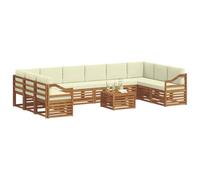vidaXL Set divano sezionale con cuscino 11 pcs Naturale e Crema, Divano da giardino, set sezionale moderno, comodo per esterni, arredo patio resistente, relax in terrazza