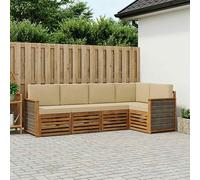 vidaXL Set divano sezionale con cuscino 4 pcs Naturale
