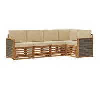 vidaXL Set divano sezionale con cuscino 4 pcs Naturale, Divano Sezionale Moderno da Giardino, Mobili Esterni, Relax in Terrazza, Comfort Assoluto