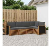 vidaXL Set divano sezionale con cuscino 4 pcs Naturale e Antracite, Divano Sezionale da Giardino, Mobili Moderni per Esterni, Set Lounge Resistente per Il Patio, Posti Comodi per Relax