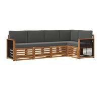 vidaXL Set divano sezionale con cuscino 4 pcs Naturale e Antracite, Divano Sezionale da Giardino, Mobili Moderni per Esterni, Set Lounge Resistente per Il Patio, Posti Comodi per Relax