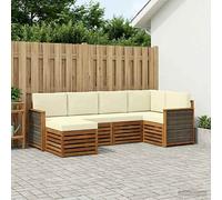 vidaXL Set di divani componibili con cuscino 5 pezzi naturale e crema, divano moderno per esterni, mobili sezionali resistenti, comfort nel tuo patio e terrazza