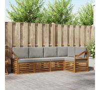 vidaXL Set divano sezionale con cuscino 5 pcs Grigio Naturale e Chiaro, Divano Sezionale da Giardino, Mobili Moderni per Esterni, Set Lounge Resistente per Il Patio, Posti Comodi per Relax
