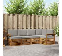 vidaXL Set divano sezionale con cuscino 5 pcs Grigio Naturale e Chiaro, Divano Sezionale da Giardino, Mobili Moderni per Esterni, Set Lounge Resistente per Il Patio, Posti Comodi per Relax