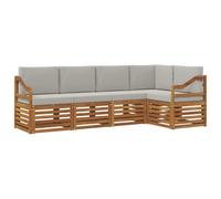 vidaXL Set divano sezionale con cuscino 5 pcs Grigio Naturale e Chiaro, Divano Sezionale da Giardino, Mobili Moderni per Esterni, Set Lounge Resistente per Il Patio, Posti Comodi per Relax