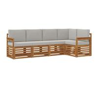 vidaXL Set divano sezionale con cuscino 5 pcs Grigio Naturale e Chiaro, Divano Sezionale da Giardino, Mobili Moderni per Esterni, Set Lounge Resistente per Il Patio, Posti Comodi per Relax