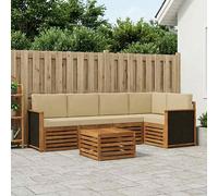 vidaXL Set divano sezionale con cuscino 5 pcs Naturale, Mobili da Giardino, Divano Sezionale Moderno, Posti per Esterno, Set da Patio per Relax e Comfort