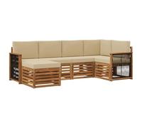 vidaXL Set divano sezionale con cuscino 5 pcs Naturale, Divano da giardino, moderno, mobile sezionale resistente, seduta per patio, set comfort per terrazza