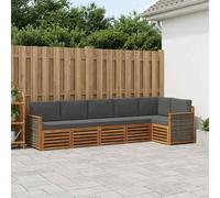 vidaXL Set divano sezionale con cuscino 5 pcs Naturale e Antracite, Divano da giardino, sezione moderna, mobilio per esterni, relax in terrazza, set confortevole