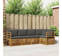 vidaXL Set divano sezionale con cuscino 5 pcs Naturale e Antracite, Divano Sezionale da Giardino, Mobili Moderni per Esterni, Set Lounge Resistente per Il Patio, Posti Comodi per Relax