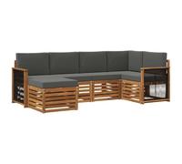 vidaXL Set divano sezionale con cuscino 5 pcs Naturale e Antracite, Divano da esterno, moderno, angolare, per giardino, arredo patio, set relax in veranda