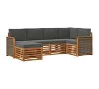 vidaXL Set divano sezionale con cuscino 5 pcs Naturale e Antracite, Divano da esterno, moderno, angolare, per giardino, arredo patio, set relax in veranda