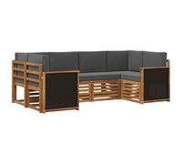 vidaXL Set divano sezionale con cuscino 5 pcs Naturale e Antracite, Divano da giardino, moderno e resistente, set da patio, mobili per terrazza, comodi per rilassarsi