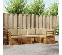 vidaXL Set divano sezionale con cuscino 5 pcs Naturale e Beige, Divano Sezionale da Giardino, Mobili Moderni per Esterni, Set Lounge Resistente per Il Patio, Posti Comodi per Relax