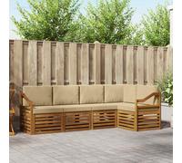 vidaXL Set divano sezionale con cuscino 5 pcs Naturale e Beige, Divano Sezionale da Giardino, Mobili Moderni per Esterni, Set Lounge Resistente per Il Patio, Posti Comodi per Relax