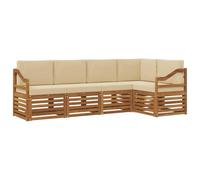 vidaXL Set divano sezionale con cuscino 5 pcs Naturale e Beige, Divano Sezionale da Giardino, Mobili Moderni per Esterni, Set Lounge Resistente per Il Patio, Posti Comodi per Relax