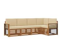 vidaXL Set divano sezionale con cuscino 5 pcs Naturale e Beige, Divano Sezionale da Giardino, Mobili Moderni per Esterni, Set Lounge Resistente per Il Patio, Posti Comodi per Relax