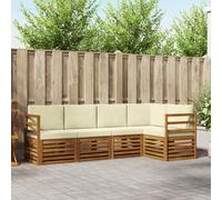 vidaXL Set divano sezionale con cuscino 5 pcs Naturale e Crema, Divano Sezionale da Giardino, Mobili Moderni per Esterni, Set Lounge Resistente per Il Patio, Posti Comodi per Relax
