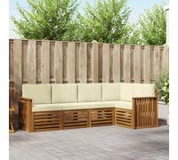 vidaXL Set divano sezionale con cuscino 5 pcs Naturale e Crema, Divano Sezionale da Giardino, Mobili Moderni per Esterni, Set Lounge Resistente per Il Patio, Posti Comodi per Relax