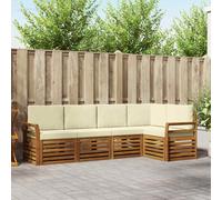 vidaXL Set divano sezionale con cuscino 5 pcs Naturale e Crema, Divano Sezionale da Giardino, Mobili Moderni per Esterni, Set Lounge Resistente per Il Patio, Posti Comodi per Relax